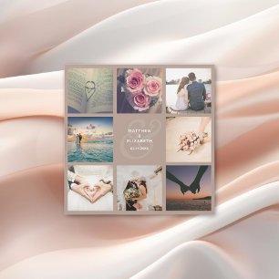 Carte Magnétique Elégant Ampersand Photo Collage Mariage Merci