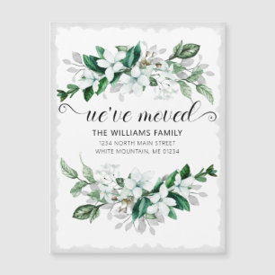 Carte Magnétique Elégant blanc Magnolia Aquarelle Floral Moving