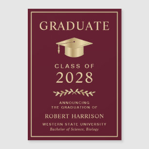Carte Magnétique Elegant College Bourgogne Gold Graduation