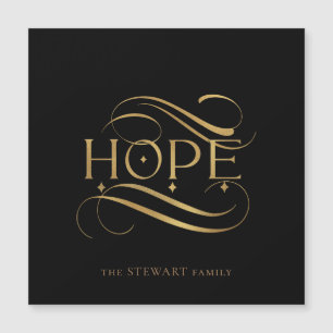 Carte Magnétique Élégant Faux Gold Hope Calligraphie Script sur Bla