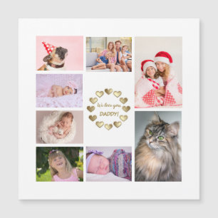 Carte Magnétique Elegant Gold Family Photo Collage Father's Day
