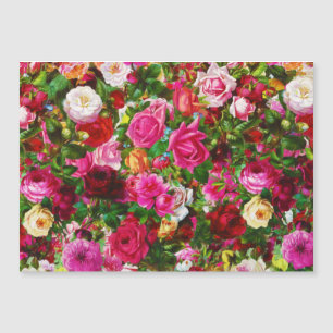 Carte Magnétique Élégant jardin fleuri Vintage de Rose fleuri