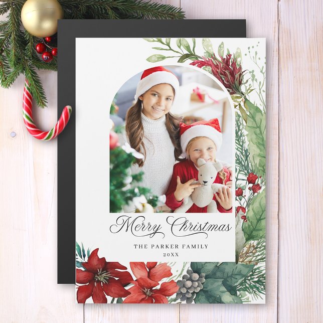 Carte Magnétique Elégant Joyeux Noël Botanique Arc Photo (Créateur téléchargé)