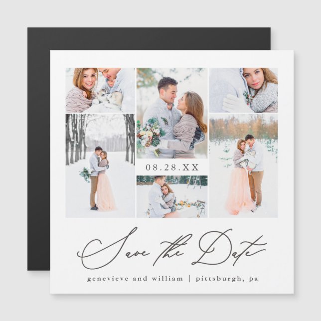 Carte Magnétique Élégant mariage de photo magnétique Enregistrer la (Devant / Derrière)
