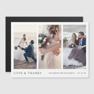 Carte Magnétique Élégant Mariage multi-photo magnétique Merci