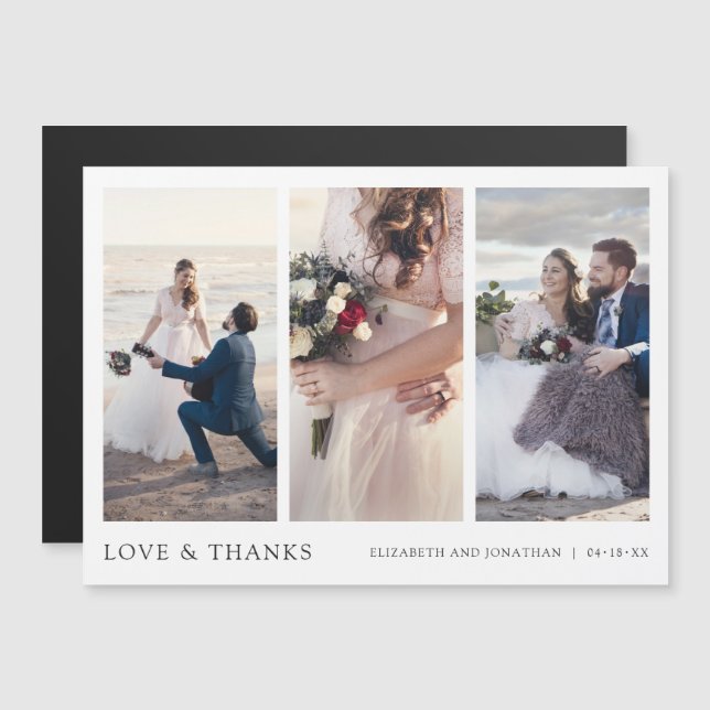 Carte Magnétique Élégant Mariage multi-photo magnétique Merci (Devant / Derrière)