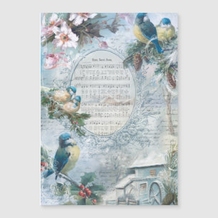Carte Magnétique Elégant Noël Bluebirds et collection de musique