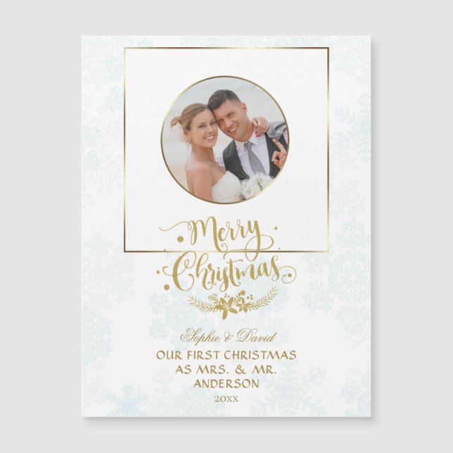 Carte Magnétique Élégant Notre Premier Noël En Tant Que Monsieur. & (Devant)