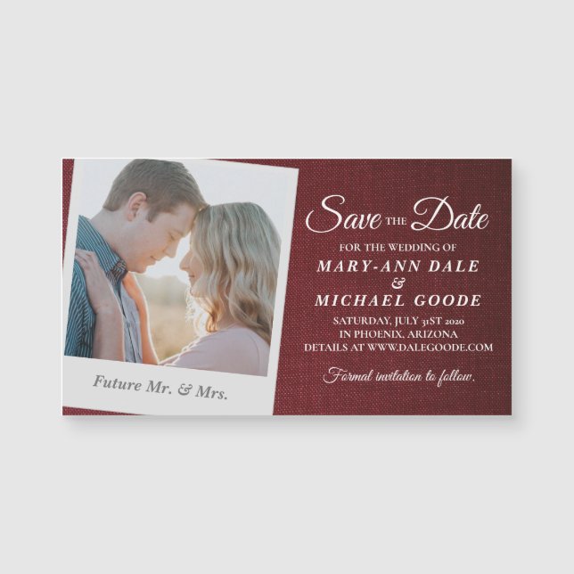 Carte Magnétique Elégant Polaroid - Snapshot Enregistrer la date (Devant)