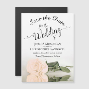 Carte Magnétique Elégant Rose de pêche mariage Enregistrer la date 