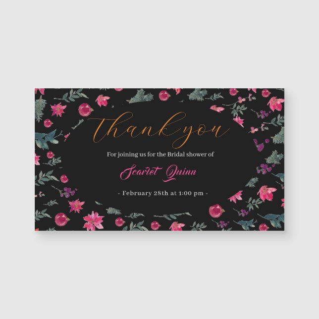Carte Magnétique Elégante aquarelle rose poussiéreuse douche nuptia (Devant)