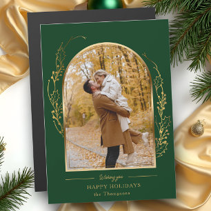 Carte Magnétique Elégante main tiré Gold Holly Arch Photo