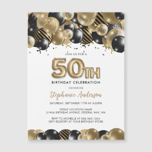 Carte Magnétique Elégante Parties scintillant Noire Or 50e Annivers