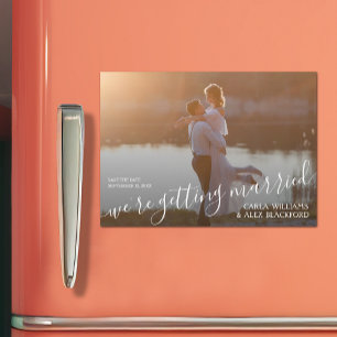 Carte Magnétique Élégante photo de mariage Enregistrer la date Cart