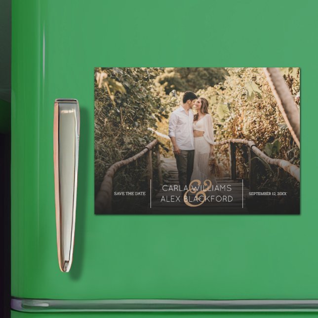 Carte Magnétique Élégante photo de mariage Enregistrer la date Cart (Créateur téléchargé)