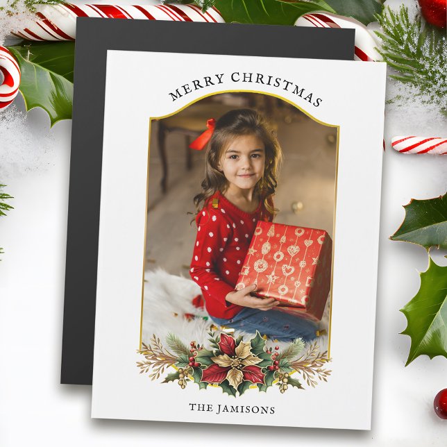 Carte Magnétique Élégante photo florale de Noël (Créateur téléchargé)