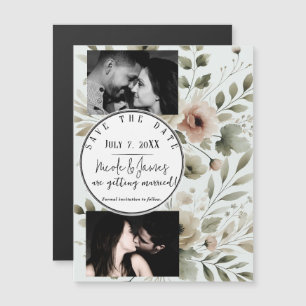 Carte Magnétique Élément à retenir floral aquarelle vert olive kaki