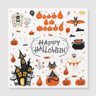 Carte Magnétique Éléments Halloween Ensemble Vintage Design