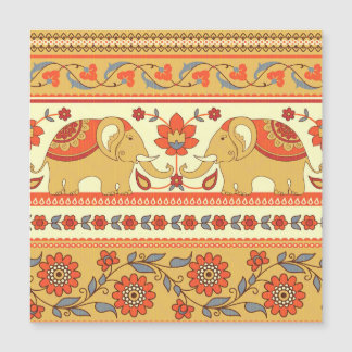 Carte Magnétique éléphants ethniques, fleurs, motif sans soudure.