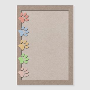 Carte Magnétique Empreintes de pattes de chien Faux Kraft Papier Te