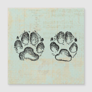 Carte Magnétique Empreintes de pattes de chien Vintage Art Mint cou