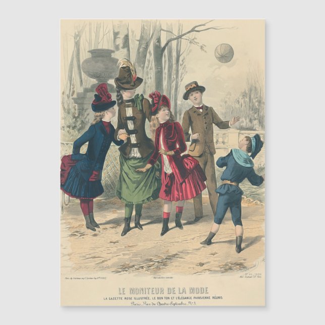 Carte Magnétique Enfants Famille Antique Victorienne Enfant (Devant)