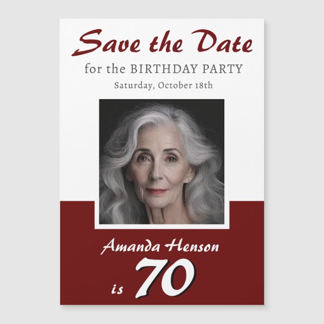 Carte Magnétique Enregistrer la date 70e Anniversaire de la fête Ma (Devant)