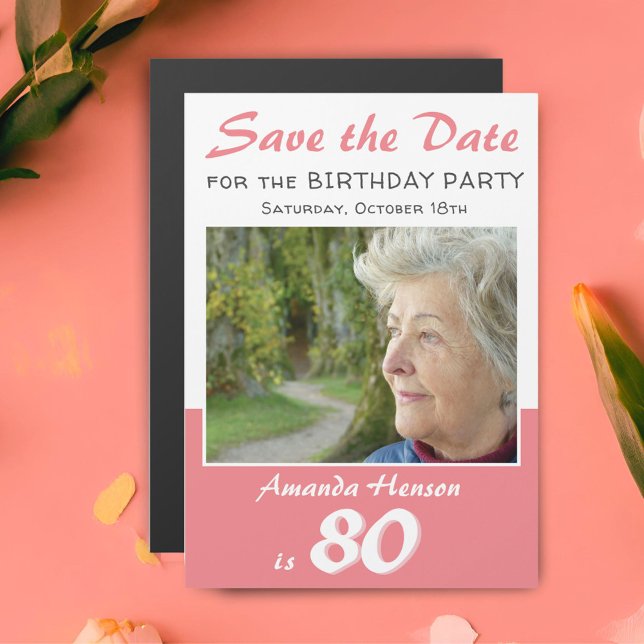 Carte Magnétique Enregistrer la date 80e anniversaire de fête Magne (Créateur téléchargé)