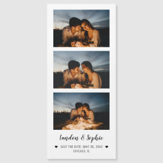 Carte Magnétique Enregistrer la date Elegant Photo Booth Strip 3 Ph