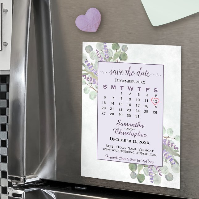 Carte Magnétique Enregistrer la date Eucalyptus Lavender Calendar M (Créateur téléchargé)