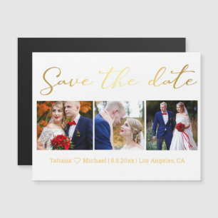 Carte Magnétique enregistrer la date or mariage photo collage aiman