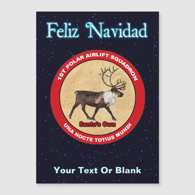 Carte Magnétique Escadron de rennes de père Noël - Feliz Navidad (Devant)