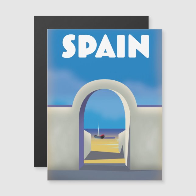 Carte Magnétique Espagne Retro Vacances art (Devant / Derrière)
