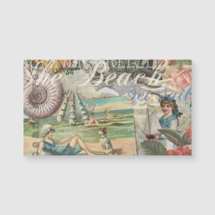 Carte Magnétique été plage vintage pieuvre antique voile