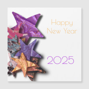Carte Magnétique Étoiles scintillantes multicolores - bonne année 2