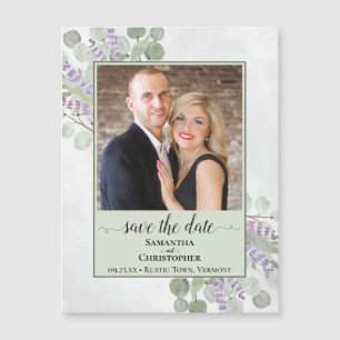 Carte Magnétique Eucalyptus Sage Mariage Enregistrer la date Magnat
