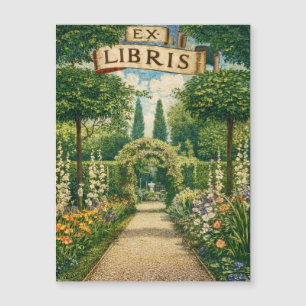 Carte Magnétique Ex Libris de jardin vintage pour étiquette de livr