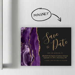 Carte Magnétique Faire part magnétique foncé Agate Or Violet