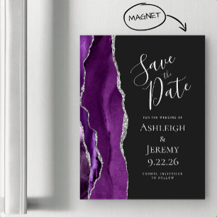 Carte Magnétique Faire part magnétique violet argent foncé Agate