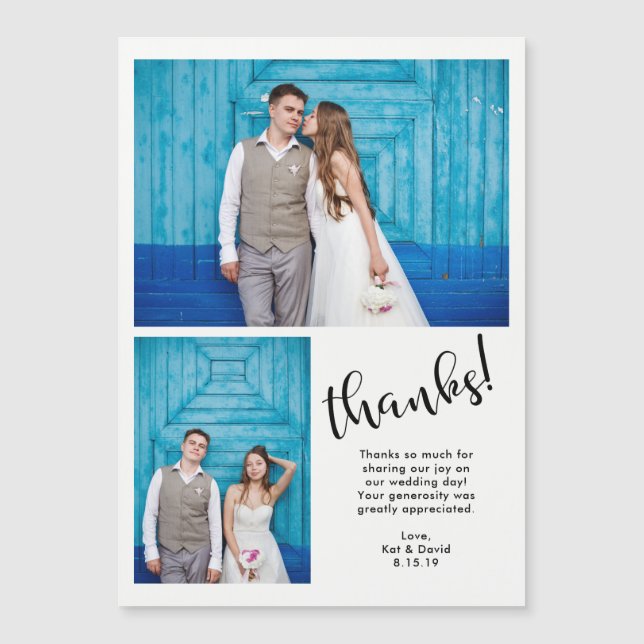 Carte Magnétique | fantaisie moderne deux Mercis de mariage de (Devant)