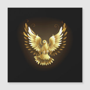 Carte Magnétique Faux Colomb d'Apaisement en Feuille d'Or sur Fond