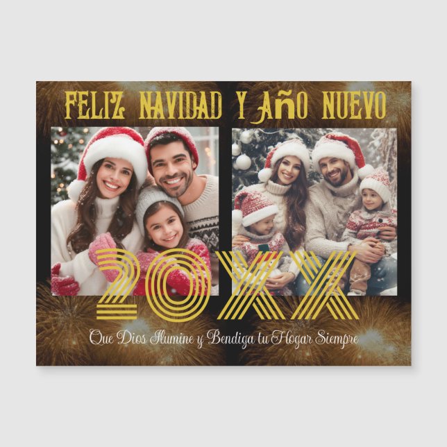 Carte Magnétique Feliz Año Nuevo Modern Calligraphy Script Photo (Devant)