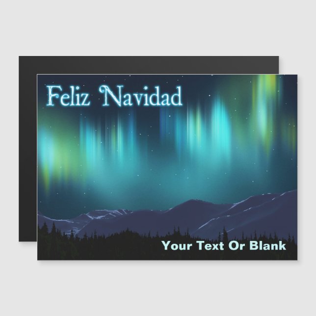 Carte Magnétique Feliz Navidad - Aurora Borealis (Devant / Derrière)