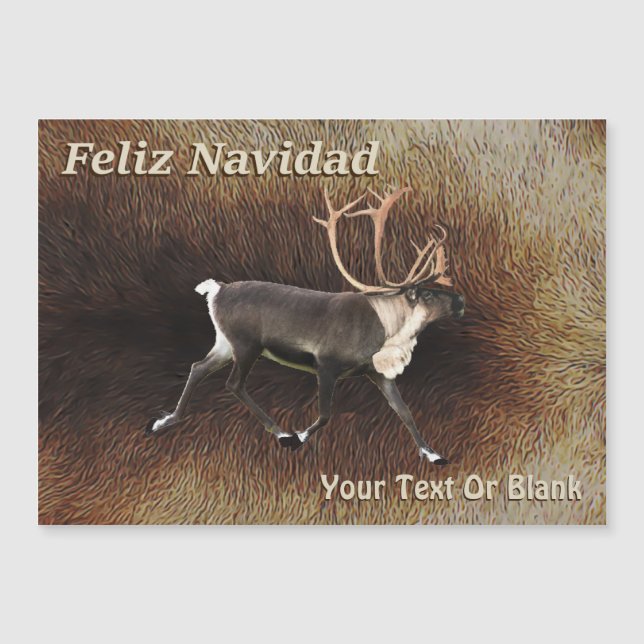 Carte Magnétique Feliz Navidad - Bull Caribou (Reindeer) (Devant)