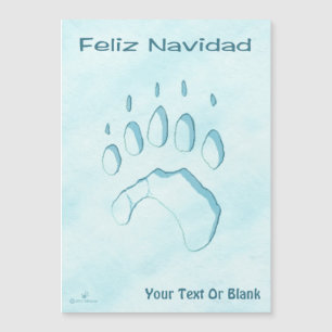 Carte Magnétique Feliz Navidad - Empreinte de patte de l'ours polai
