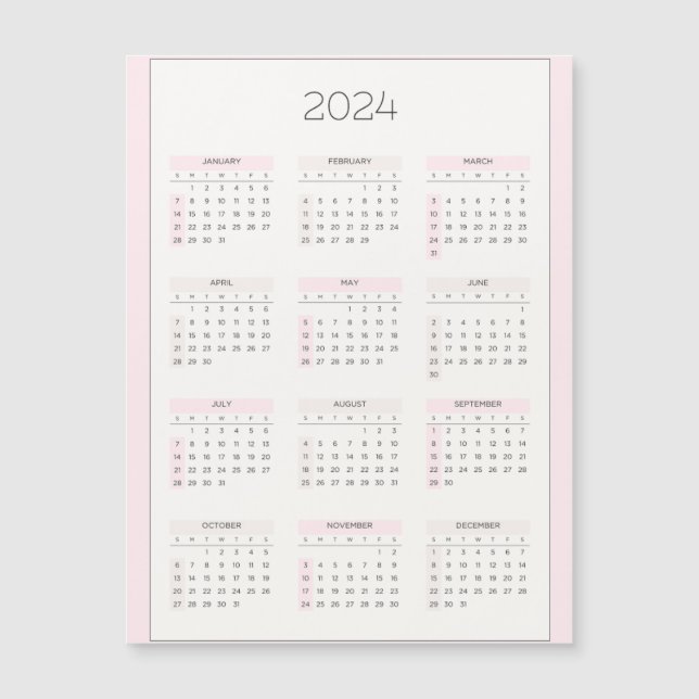 Carte magnétique Feminine 2024Annuelle du Planific (Devant)
