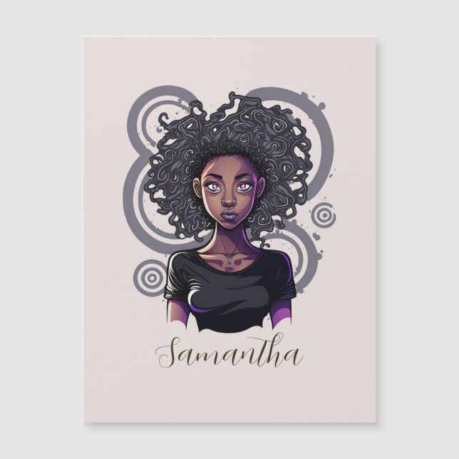 Carte Magnétique Femme afro magique (Devant)