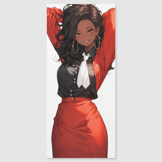 Carte Magnétique Femme Anime Souriante (Devant)