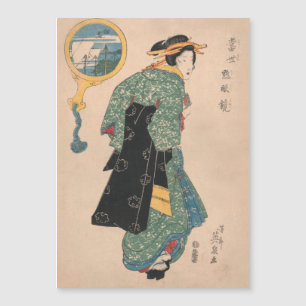 Carte Magnétique Femme japonaise Kimono : Ukiyo-e Woodblock Imprime