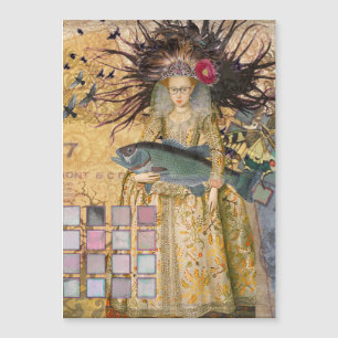 Carte Magnétique Femme Poissons Vintage Classique Gothique